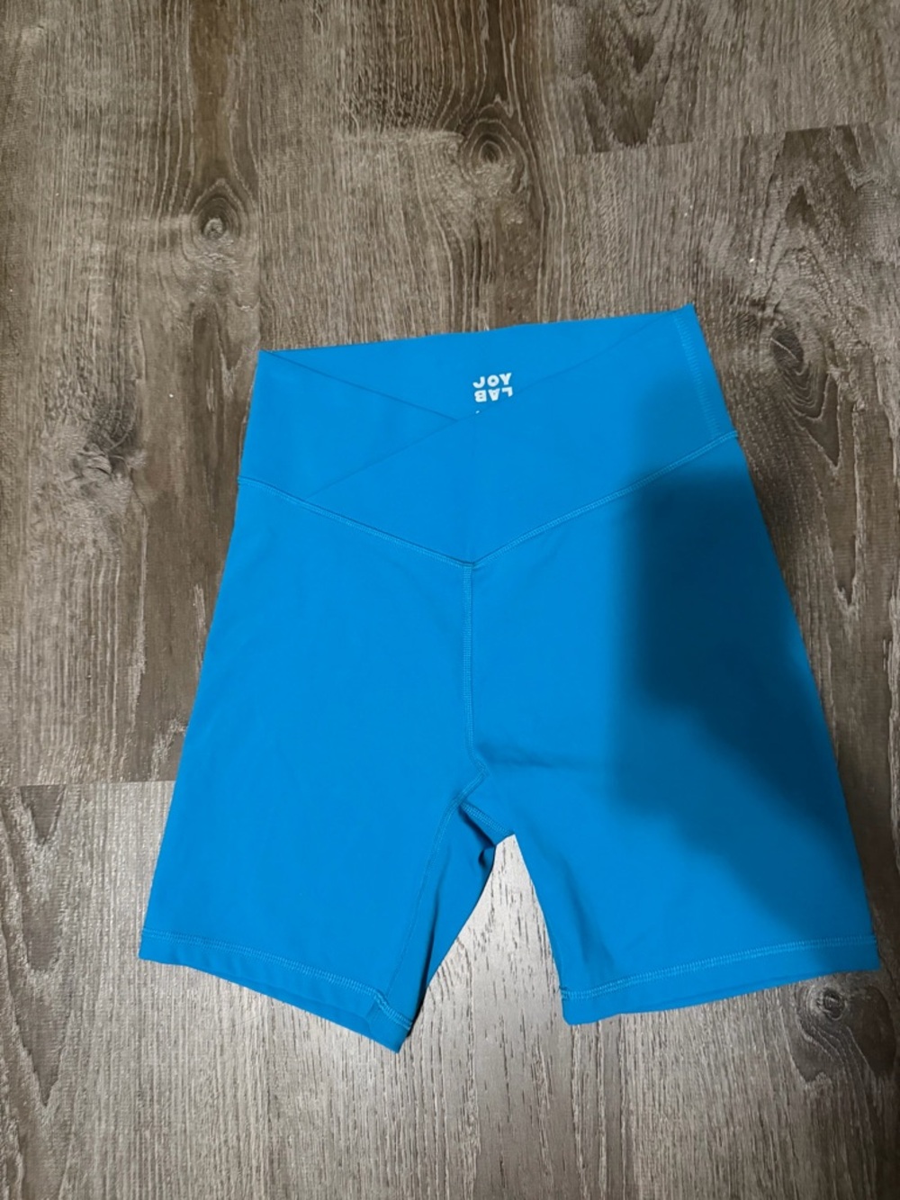 JoyLab V-Front High-Waist Teal Bike Shorts size S/ Blue